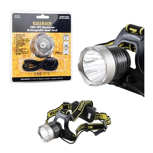 EDISON CREE LED IPX4 RECHARGEABLE HEAD TORCH
